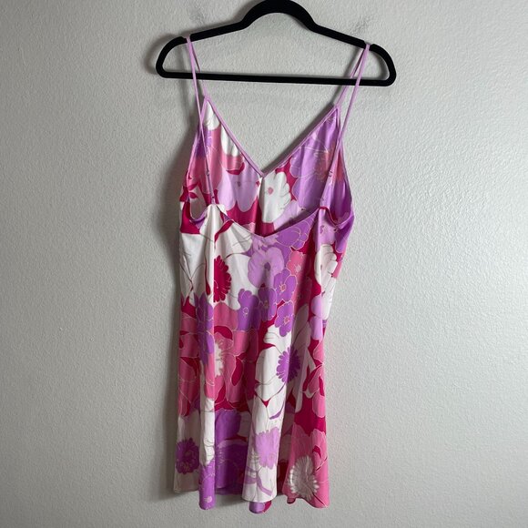Natori Womens Medium Croisette Chemise Pink Purple Floral Slip Dress - Picture 9 of 9